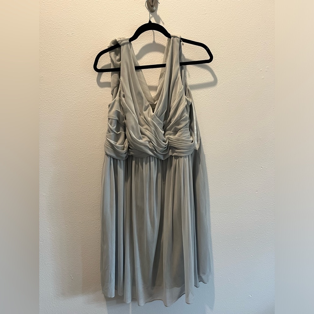 David’s Bridal birdsmaid cowl dress in mist